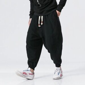 Mr Donoo Sherpa Jogger Pants Adult XL Black Stretch Waist Japanese RARE! $80 MSR